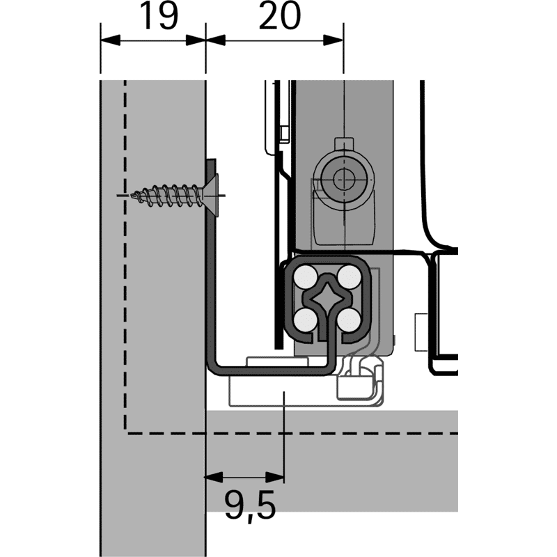 Unterflur-Teilauszug, Quadro 25, 9193544, mit Silent System, 300mm, links und rechts