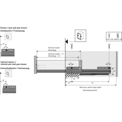 Unterflur-Teilauszug, Quadro 25, 9193544, mit Silent System, 300mm, links und rechts