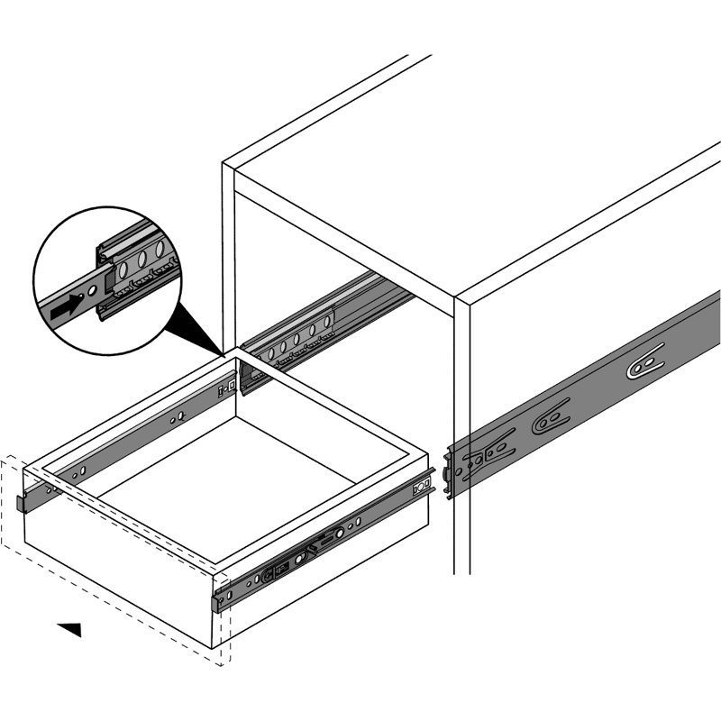 Kugelauszug KA 4532, Push to open, Stahl