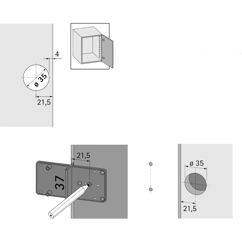 Montagehilfe-Ankörnlehre,  Multiblue,  351,  zweiseitig verwendbar,  Kunststoff,  bl.