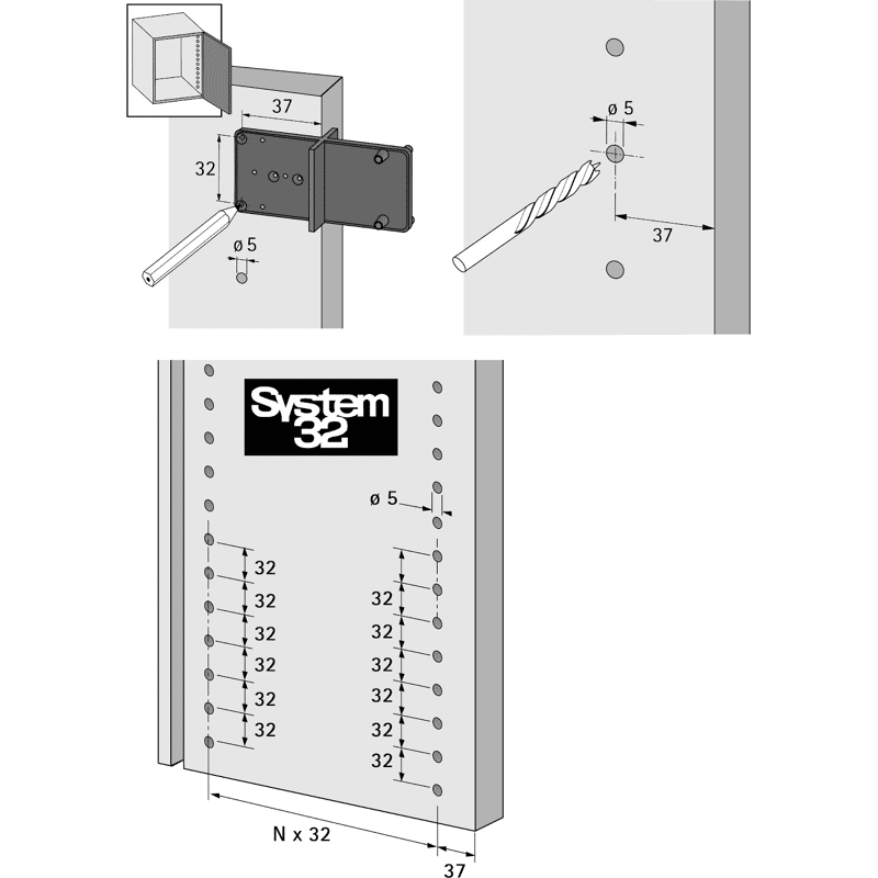 Montagehilfe-Ankörnlehre,  Multiblue,  351,  zweiseitig verwendbar,  Kunststoff,  bl.