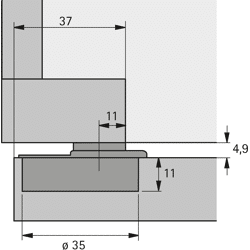 Möbel-Automatikscharnier,  Optimat Plus 4 FM,  9072548,  110°,  Stahl vernickelt
