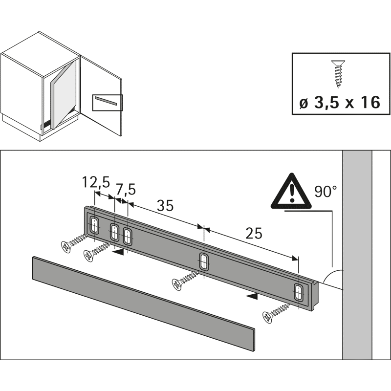 Möbel-Kühlschrankumbau-Schleppbeschlag,                                                                                    9079390,                                                                                    Kunststoff weiß