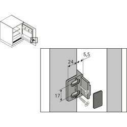 Möbel-Kühlschrankumbau-Schleppbeschlag,                                                                                    9079390,                                                                                    Kunststoff weiß