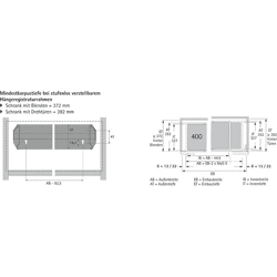 Stahlschubkasten-Hängeregistr.rahmen,  Systema Top 2000 9011417,  aluminiumoptik