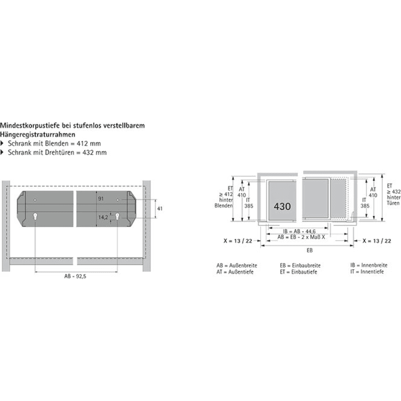 Stahlschubkasten-Hängeregistraturrahmen, Systema Top 2000 1084131, schwarz