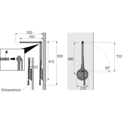 Schrank-Kleiderlift, Single Lift 12, 9079874, 500-600mm, 12kg, aluminiumoptik