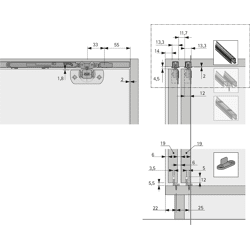 Hettich MB-Laufprofil, oben, L 2000mm, 15kg, SysLine S, 9136105, blank