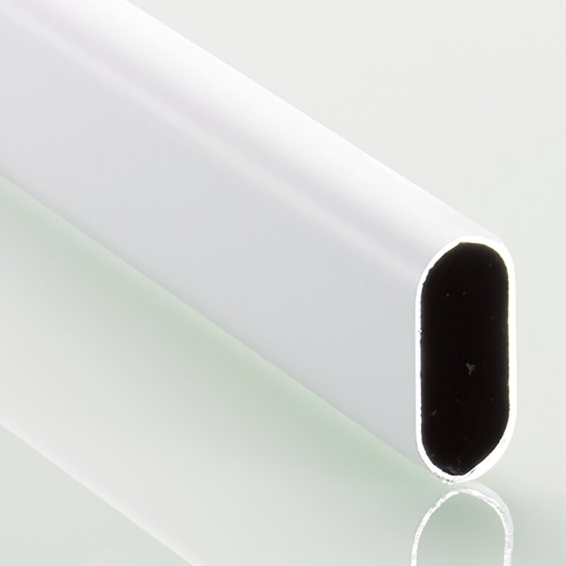Ovales Schrankrohr weiß kunststoffbeschichtet, 3000 mm