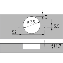 Hettich Möbel-Topfscharnier, 110°, Kröpf. 16mm, Intermat 9943P, 60202, Stahl silber vern.
