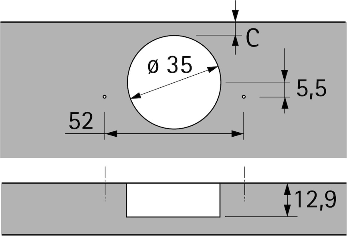 Scharnier Hettich Sensys 8645i, mit Dämpfung, mit Schließautomatik, 110°,  vernickelt