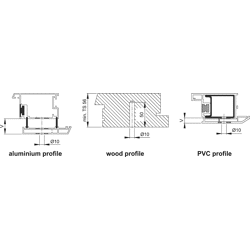 Stoßgriff-Befestigung einseitig System Nr.11, Metall