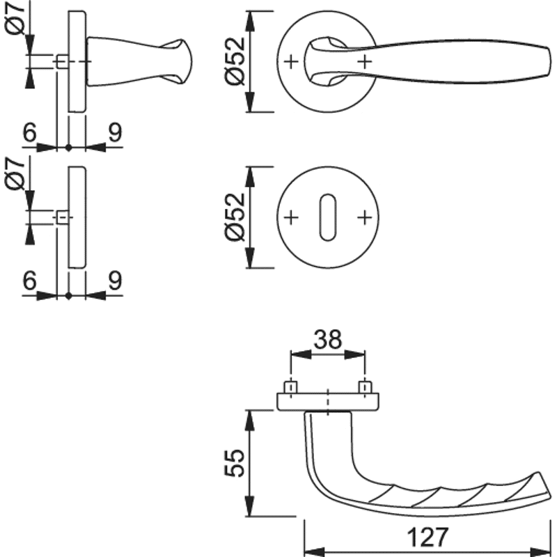 OT-Drückergrt., mit Rosetten, rd., New York 1810/42KV/42KVS, BB, DL-R, naturf.