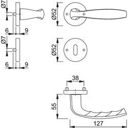 OT-Drückergrt., mit Rosetten, rd., New York 1810/42KV/42KVS, BB, DL-R, naturf.