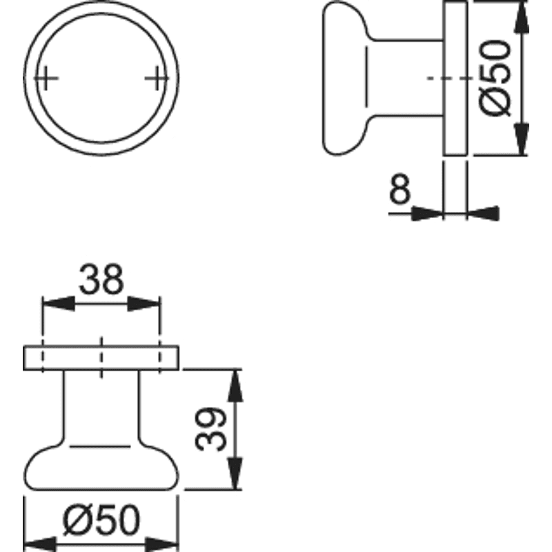 Knopf, auf Rosette, 54/50, naturfarbig