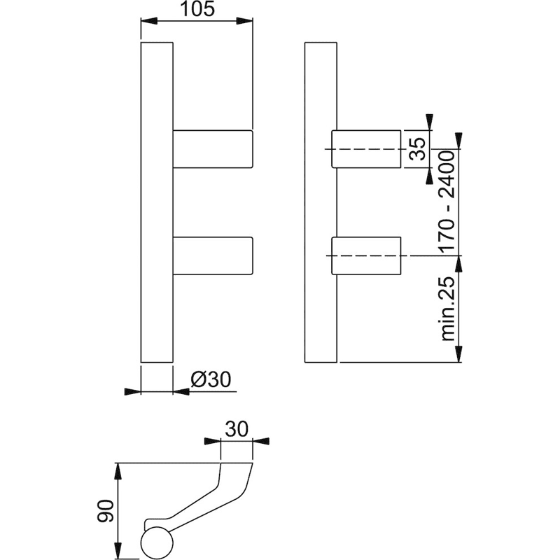 Stoßgriff E5014, Materialkombinationen