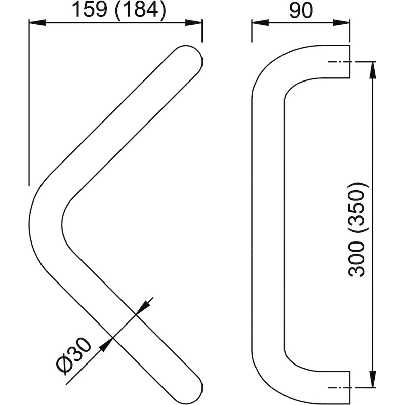 Schutz-Drückergarnitur m. Langschild Birmingham 1117/2222A/2440, 8/72mm Alum.