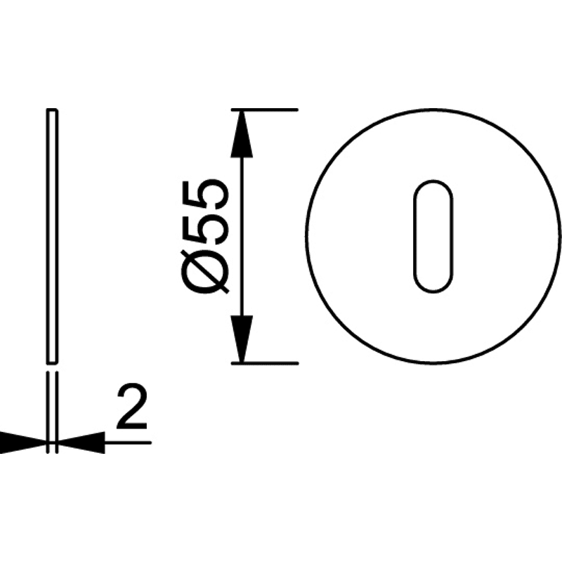 WRT-Schlüsselrosette E849NS, flach, Buntbart gelocht edelstahl matt matt
