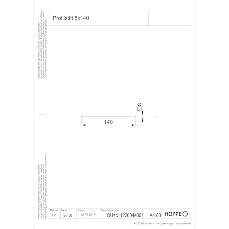 Profilstift, 8x140mm, verzinkt