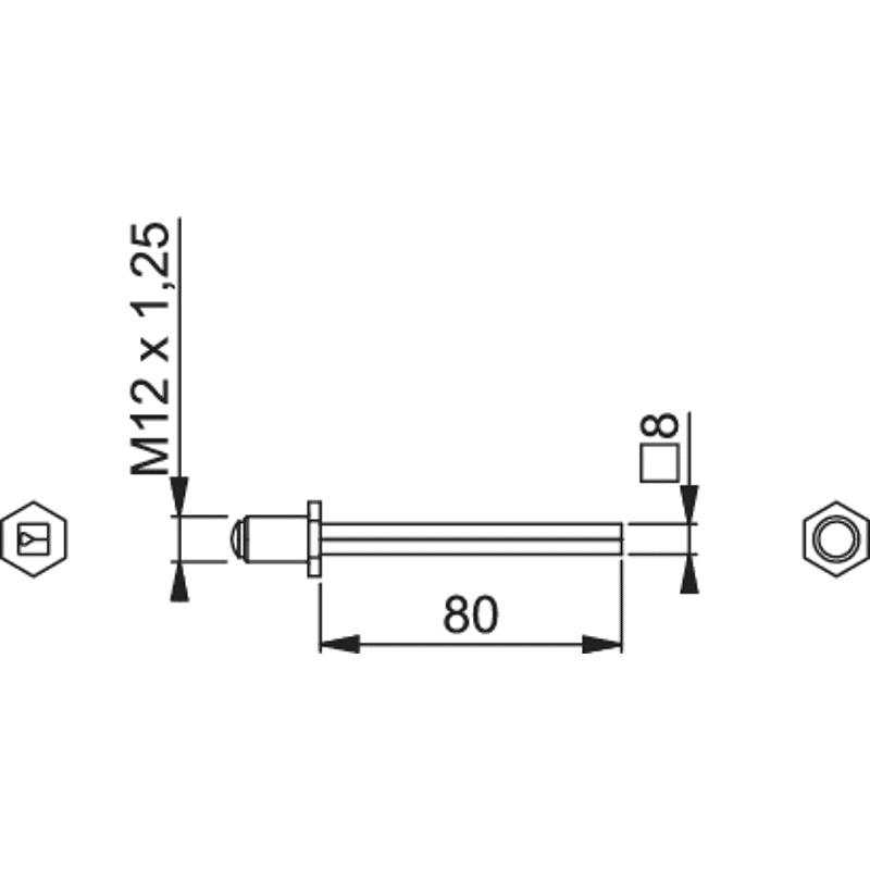 ZT-Wechselprofilstift, mit Rolle, 8x80mm, FDW, Eisen verzinkt