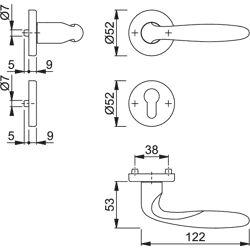 Drücker-Halbgarnitur mit Rosetten Verona M151/42/42S, Messing