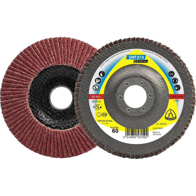 SMT 974 Schleifmopteller Keramik, 125 x 22,23 mm Korn 40 gewölbt