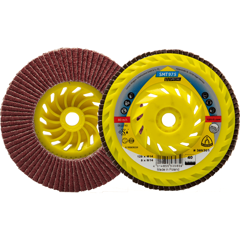 SMT 975 Schleifmopteller Gewinde M 14 Keramik, 125 mm Korn 40 gewölbt