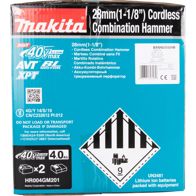 Akku-Bohrhammer 40 V HR004GM201 (2x 40V/ 4,0Ah)