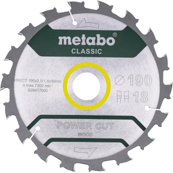 Metabo Sägeblatt power cut wood - classic 190x2, 2/1, 4x30, Z18 WZ 5° /B