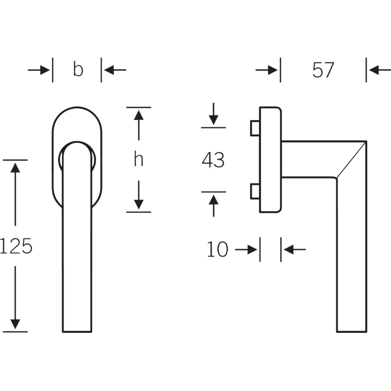 DK-Fenstergriff 34 1076, mit ovaler schmaler Rosette, VK7