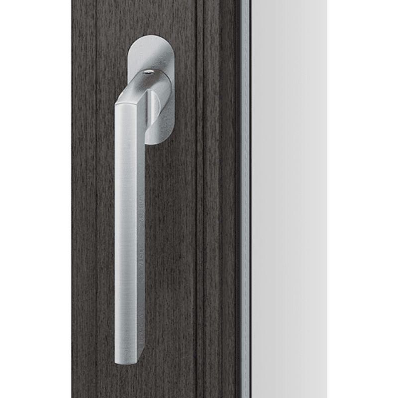 Fenstergriff 34 1035, ovale schmale Ros. flächenbündig, Aluminium