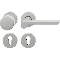FSB Wechselgarnitur mit Rosetten 12 1027 ASL rund VK 8 mm mit Knopf 0829 Aluminium