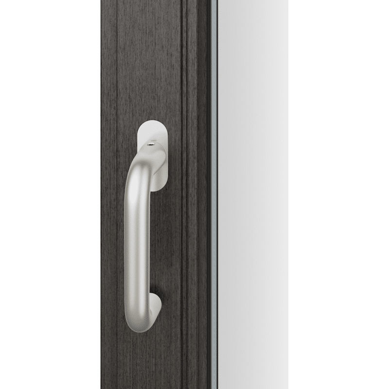 Fenstergriff 34 1070, ovale schmale Ros. flächenbündig, Aluminium