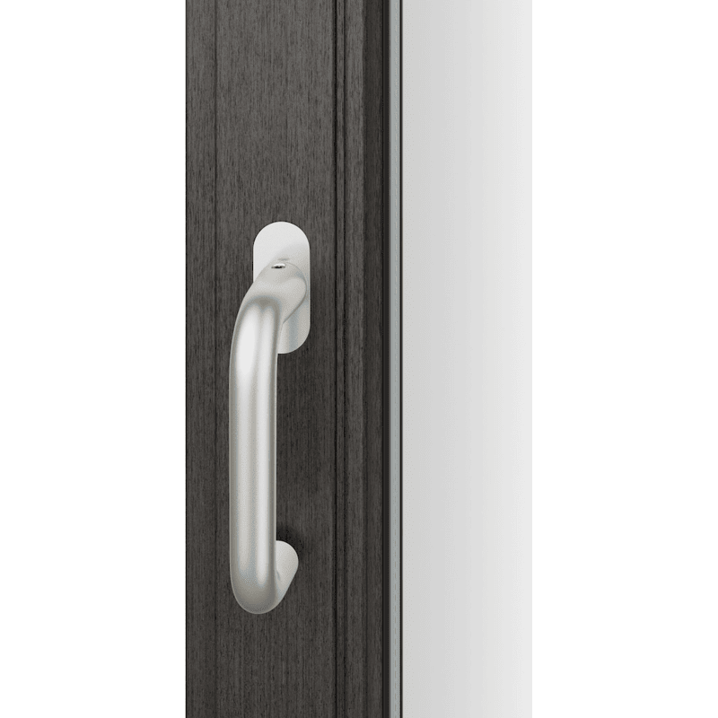 Fenstergriff 34 1070, ovale schmale Ros. flächenbündig, Aluminium