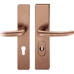 Schutz-Drückergarnitur mit Langschild 73 7376, SK2, VK 8 mm, Bronze
