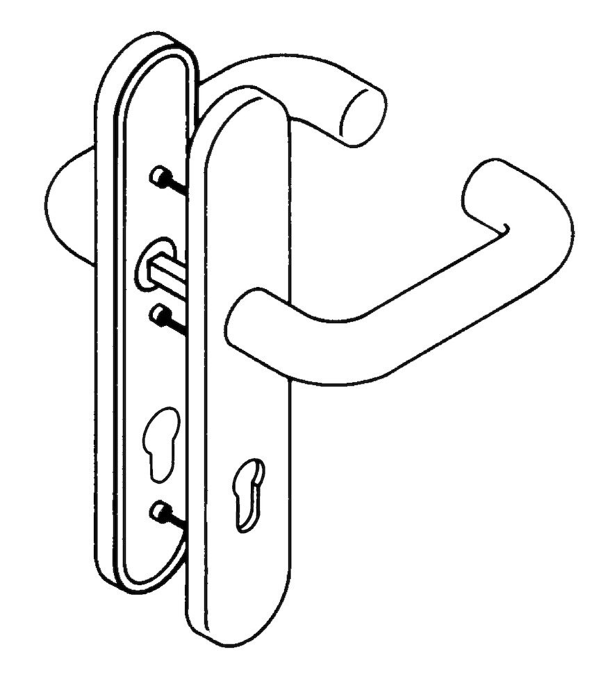 Drückergarnitur mit Langschild 111R11.270, VK 9 mm, Polyamid