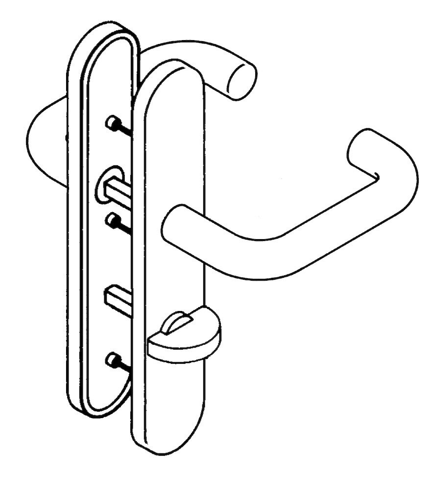 Drückergarnitur mit Langschild 111R02.170, VK 8 mm, Polyamid