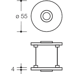 HEWI Spezialrosetten, Knopfdrücker 122.23, Rosette ø55mm, KN+LN