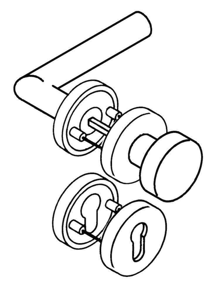 Wechselgarnitur mit Rosetten 162XAH03.237, VK 8 mm, Edelstahl