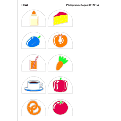 HEWI Piktogrammbogen 25 Motive selbstkl. Serie Essen&Trinken B:60