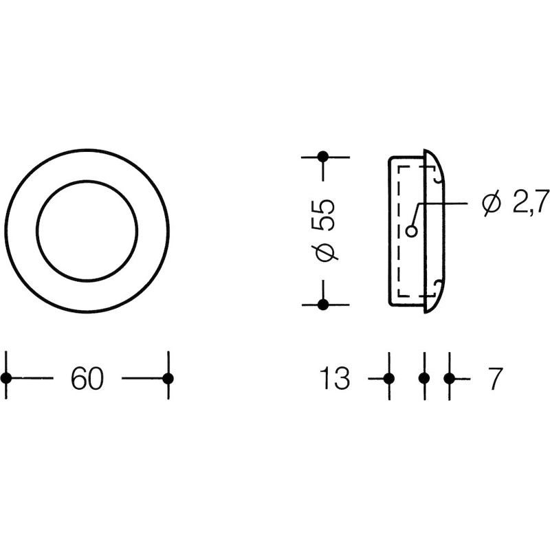 Einlassmuschel 538.60MLB, ø55mm x 13mm Polyamid