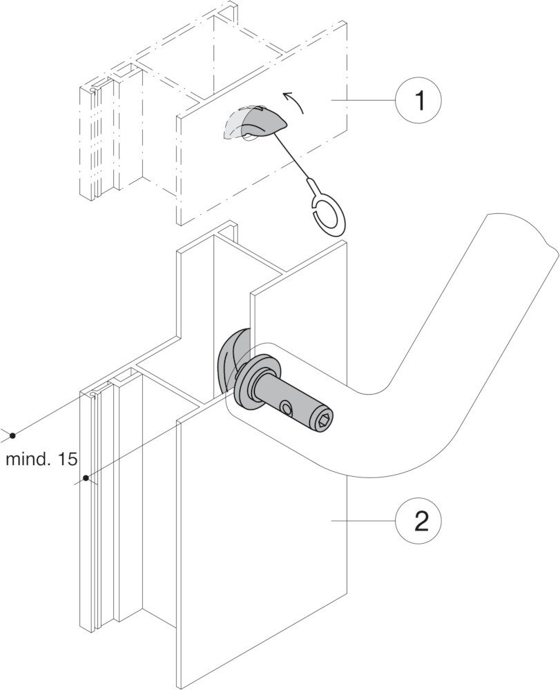 Stoßgriff-Befestigung einseitig BA6.7R, Stahl