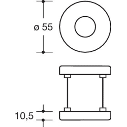 HEWI OT-Drückerrosette, ø20, R-Tech., lange Nocken, flach, Polyamid