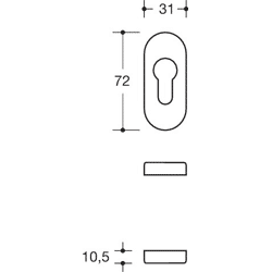HEWI Schlüsselrosette,  ohne Nocken,  reinweiß,  flach,  BL(o.Schl.)