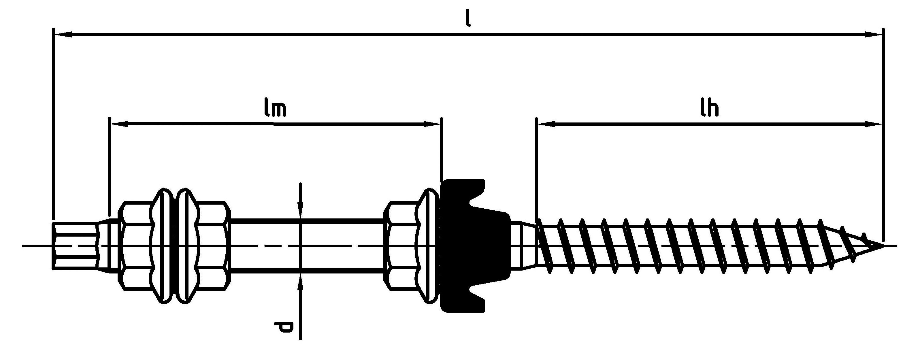 Stockschraube mit DIN6923 + EPDM-Dichtung