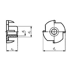 DIN- und Normteile Einschlagmutter M 16 x 16 m.4 Einschlagspitzen,  galv. verzinkt