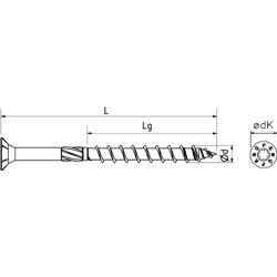 Senk-Holzbauschraube GPR T30 8,0 x 100 Fräsrippen u.Reibteil, ISR, gelb.chromat.