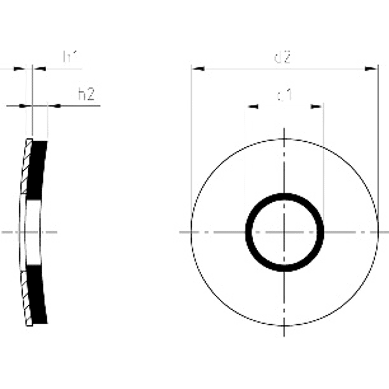 Dichtscheibe A2 5,3 x 14 mm mit grauem EPDM,  rostfrei
