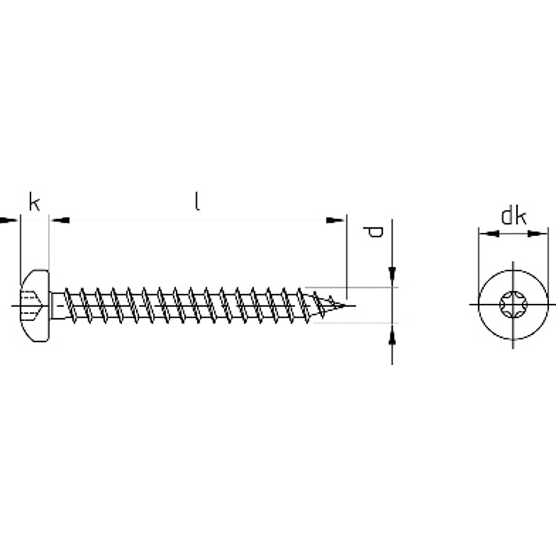 Spanplattenschraube Pan-Head 3,0 x 30 m.Innensechsrund, T10 A2 rostfrei