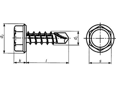 Sechskant-Bohrschrauben DIN 7504 Form K / ISO 15480  A2
